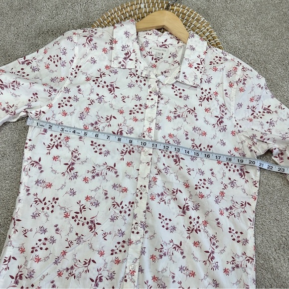 Garnet Hill Essential Organic-Cotton Button Down Shirt Longsleeve Floral Size 12 - Picture 11 of 11